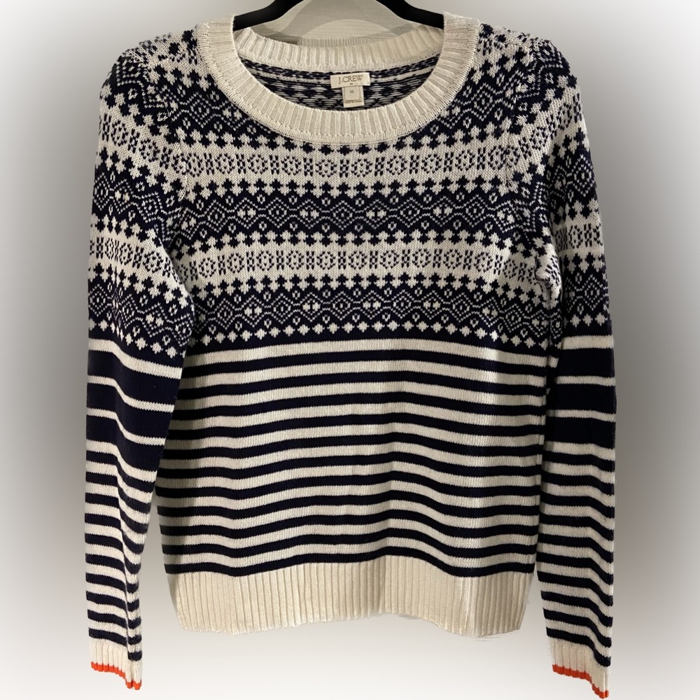 J. Crew Factory Women’s Fair Isle Crewneck Sweater Wool Blend Size XS